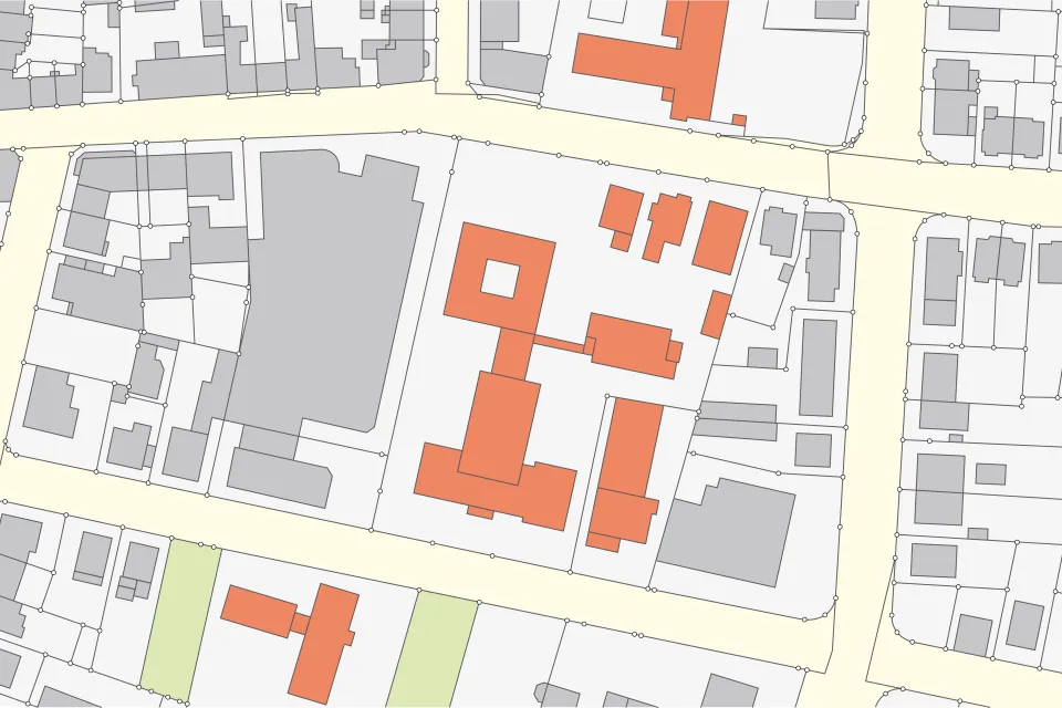 Illustrated map of building plats